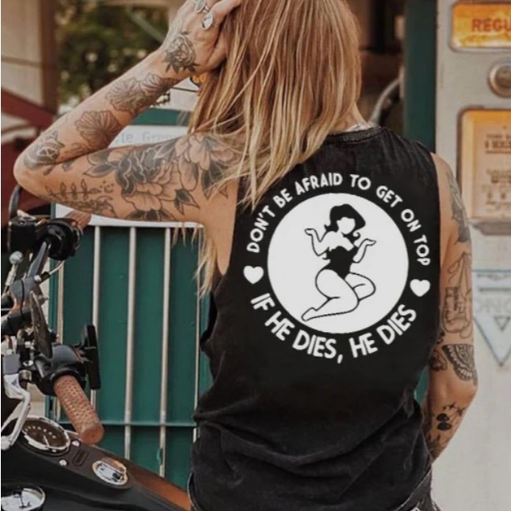 Black Graphic Sleeveless Top
